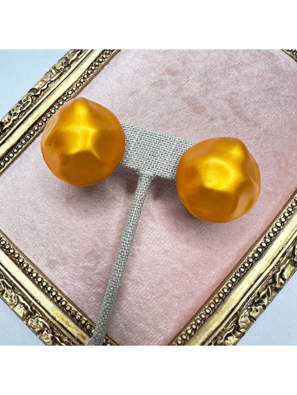 Vintage 1960s MOD Vivid Orange Plastic Clip-On Earrings Signed Hong Kong